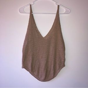Free People tan sweater material tank Sz small